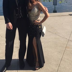 Black beaded prom dress. Worn once. Like new